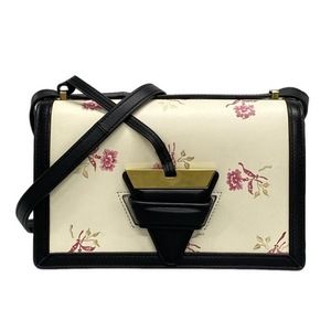 Loewe Barcelona Pink Small Shoulder Bag Floral Pattern Leather White Black Multi